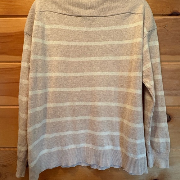 Chaps Tan and White Striped Blouse size M - Picture 5 of 8